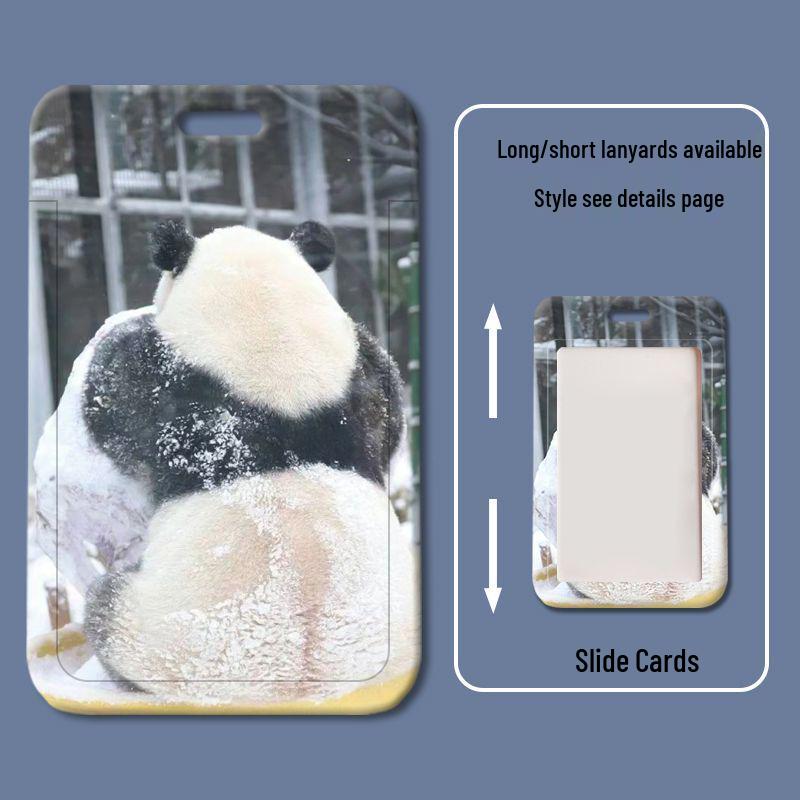 Panda Menglan Cartoon Sliding Plastic ID Holder for Student Badges and Access Cards