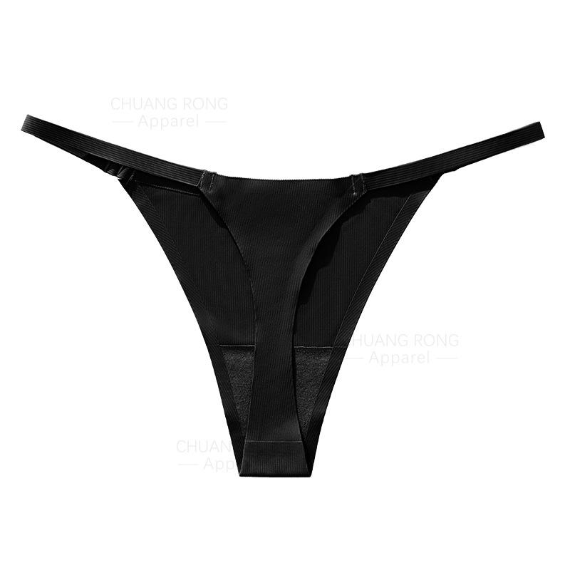 

European and American seamless sports breathable underwear, low-waist sexy pure cotton crotch comfortable and seamless thong underwear S чёрный