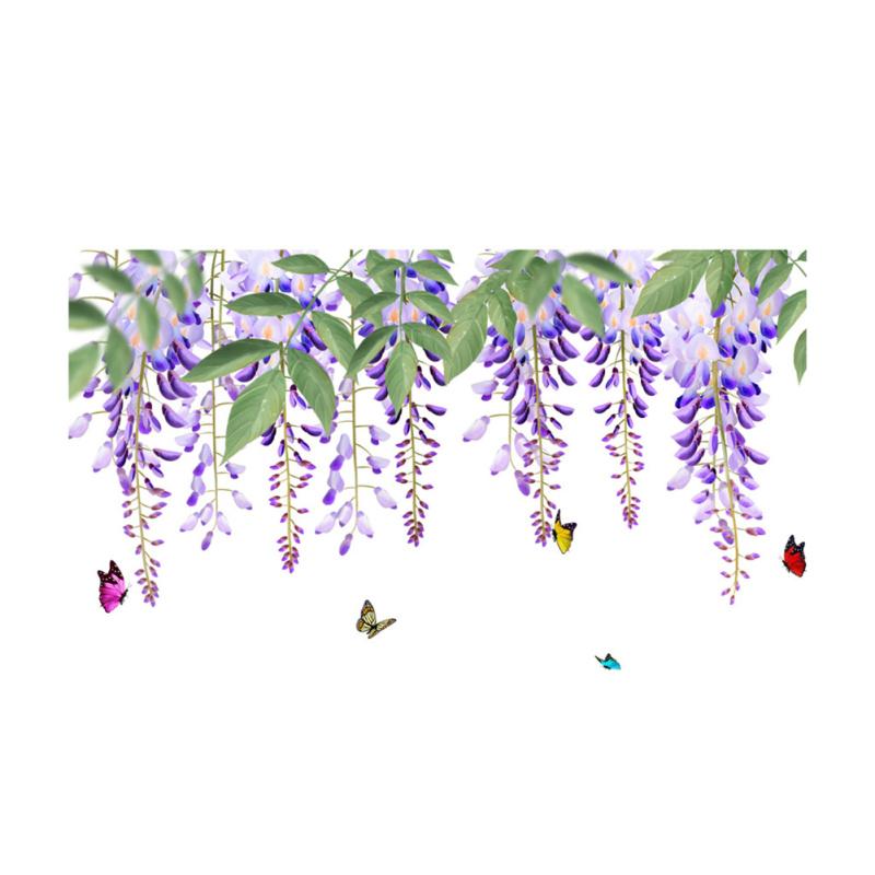 3pcs Wisteria Flowers Diy Wall Stickers Romantic Wallpaper Wall Mural For Living Room Bedroom Home