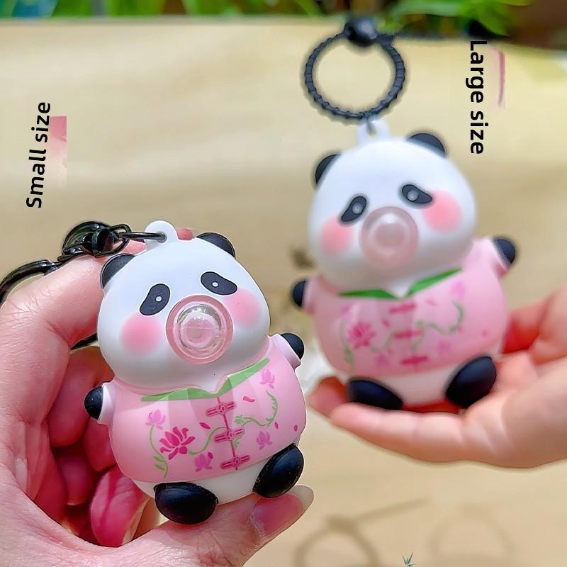 Wear Pandas Clothes Blow Bubbles Keychain Animal Keyring Backpack Gift Pendant