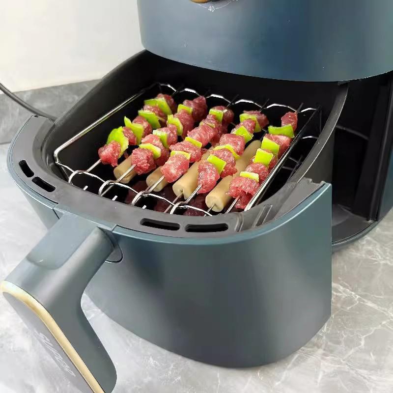 Air Fryer Skewer Stand Vertical Multi-Pin Stainless Steel Bbq Holder Air Fryer Accessories Skewers For Grilling Kitchen Tools