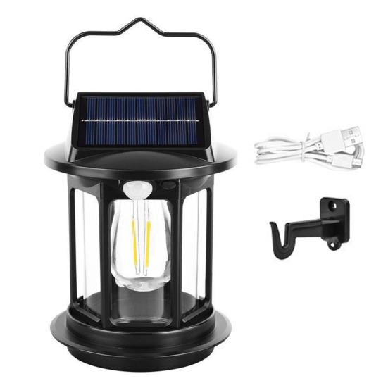 Solar Camping Lantern IP65 Waterproof USB Rechargeable Outdoor Garden Courtyard Porch Light Super Bright Hiking Tent Hanging Lamp