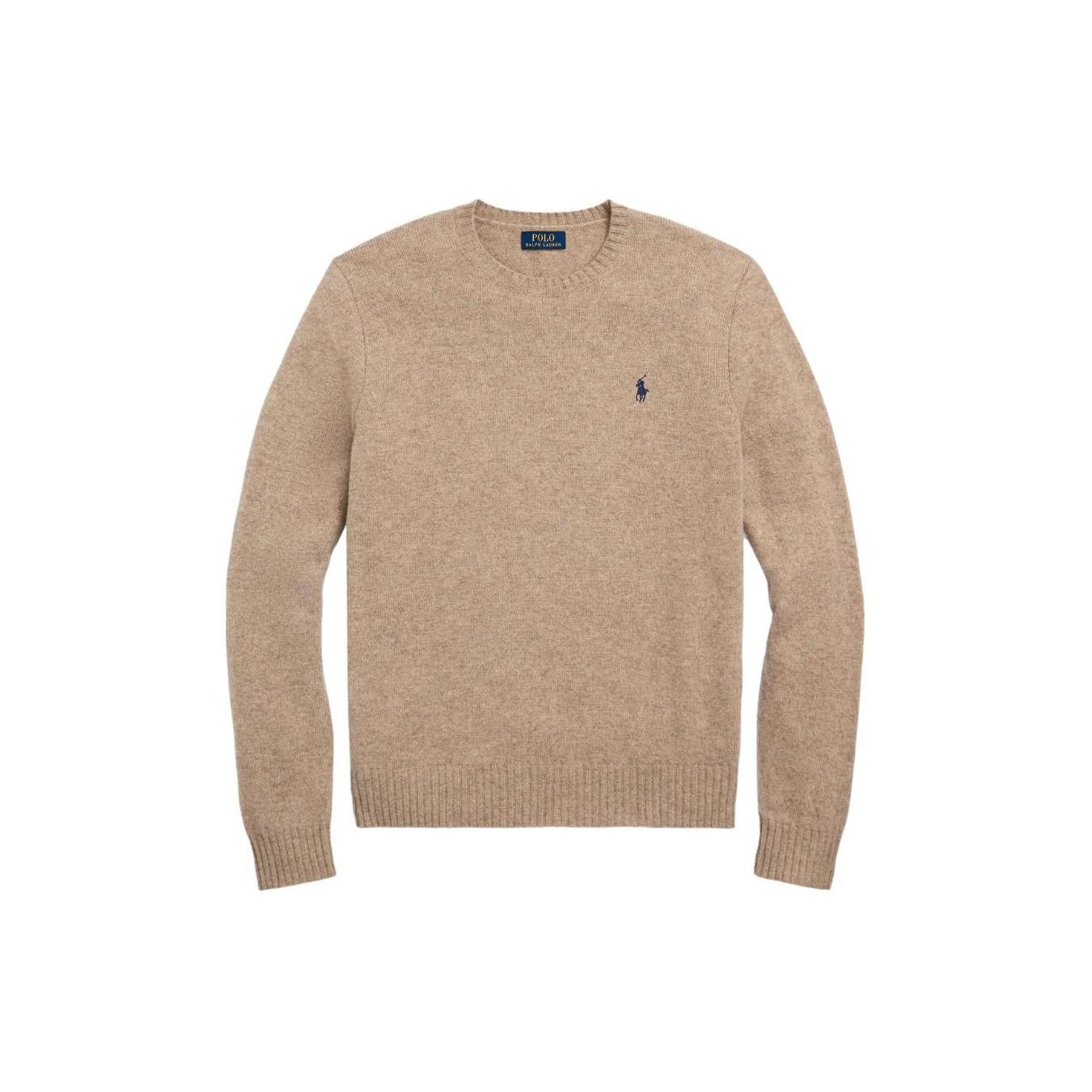 

Polo Ralph Lauren FW23 Однотонный свитер с вышивкой логотипа, с круглым вырезом и длинным рукавом, мужской, бежевый 710878292-500 S