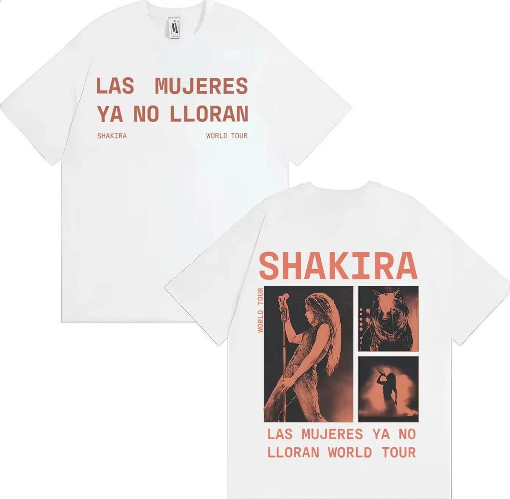 2026 Rapper Shakira Trendy Double Sided Print Tees Fashion Crewneck T-shirt Hipster Mens Gothic Casual Y2K Cozy Short Sleeve Tshrit