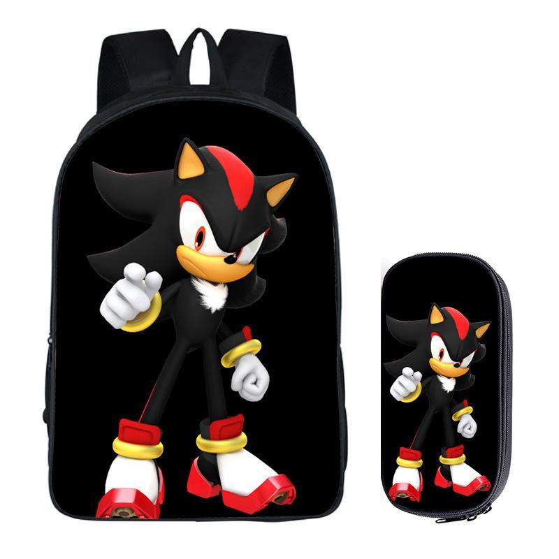 Straight Hair Animation Digital Printing Children'S Two-Piece Set Backpack Pencil Bag Primary And Secondary School Schoolbag