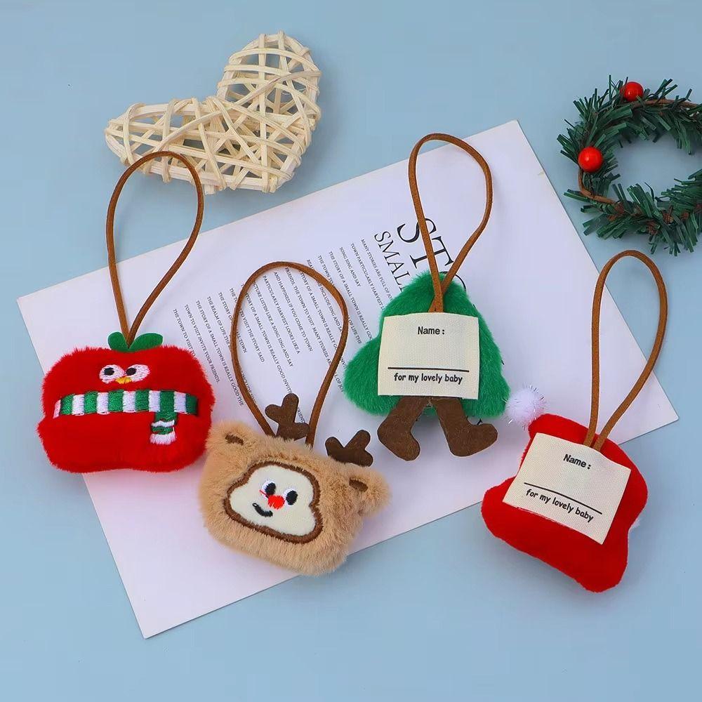 4PCS Anti-Lost Design Plush Keychain Handbag Pendant Santa Claus Pendant  Xmas Gift