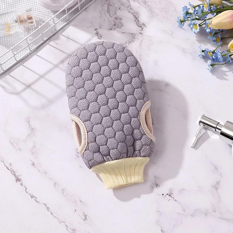 Double Sided Scrubbing Gloves Soft Skin Friendly Comfortable Massage Exfoliating Multifunctional Shower Scrubbing Towel серый