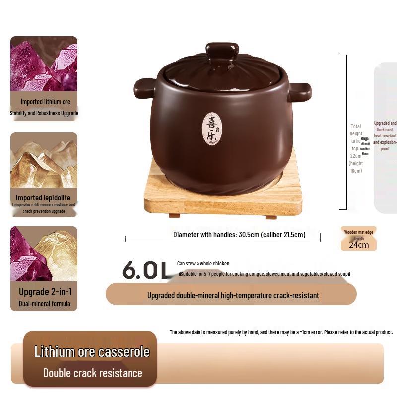 

Xile 6L Ceramic Clay Pot with Wooden Mat