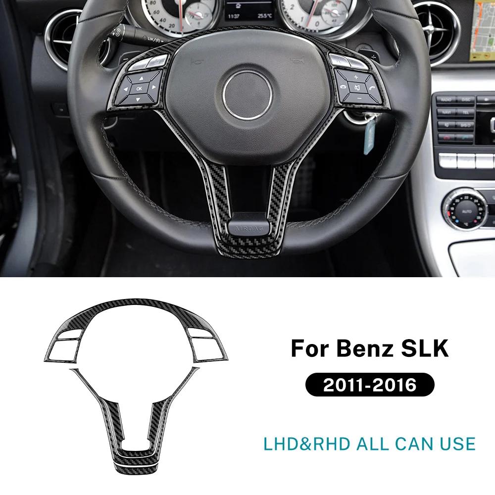 For Mercedes Benz SLK R172 2011 2012 2013 2014 2015 2016 Real Soft Carbon Fiber Car Steering Wheel Button Panel Trim Sticker