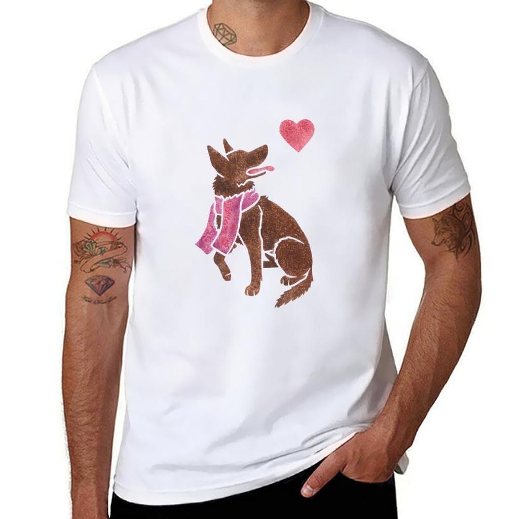 Aquarell Kelpie T-Shirt Athletische Passform Sportliches Kurzarm-Oberteil