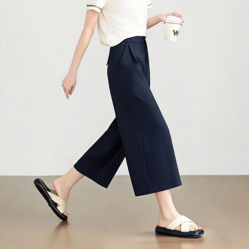Demana Pleated High-Waist Wide-Leg Casual Pants S