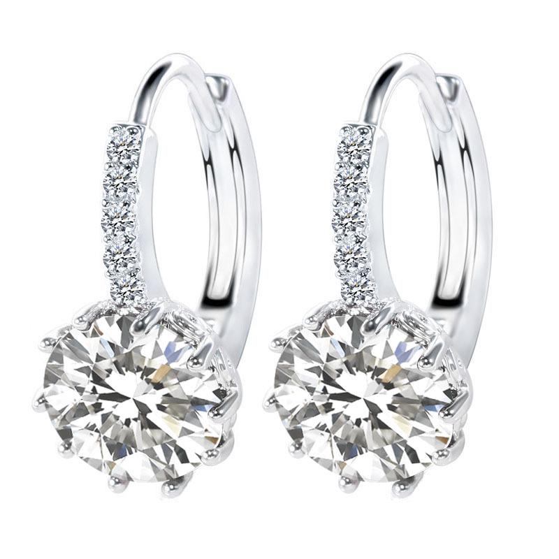 Big Sale 925 Silver Loop Hoop Earrings Candy Color Cubic Zircon Charms Women Jewelry Wedding Accessory Brincos
