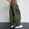 Pantalones Cargo Casuales para Hombre Moda Streetwear Clásico Hombre Rectos de Pierna Ancha Cordón Ropa de Trabajo Modernos Holgados Pantalones Cargo