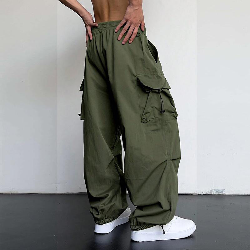 Pantalones Cargo Casuales para Hombre Moda Streetwear Clásico Hombre Rectos de Pierna Ancha Cordón Ropa de Trabajo Modernos Holgados Pantalones Cargo