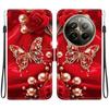 Handmade PU Leather Flip Case for Realme 12 Pro+ Anti-Slip Shockproof Cover with Wrist Strap & Heart/Rose Cat Designs