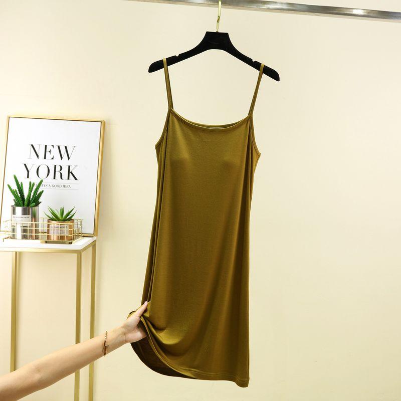 

Модальный сарафан на бретелях с нагрудником Женский летний свободный домашний ночной халат из ледяного шелка большого размера Верхняя одежда Безрукавное платье-жилет Camel [short]] L (Recommendation 57.50 kg-70.00 kg