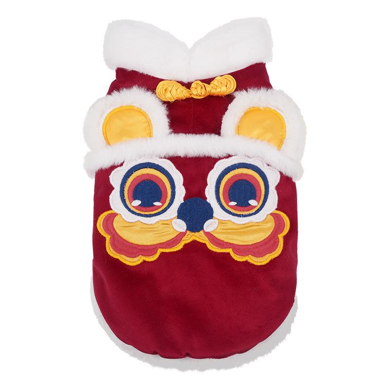 

Праздничная теплая хлопковая одежда для питомцев на осень и зиму, праздничная одежда для собак, вышивка льва на лацкане, одежда для собак на двух лапах S
