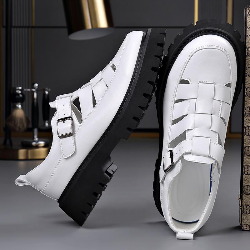 Summer White Men Rome Genuine Leather Roman Sandals Gladiator Sandalias Romanas Hombre Flat Sandles Big Size 38-45