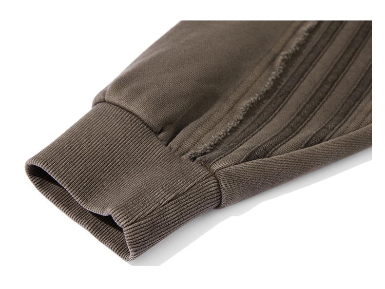 High Street Men's Retro Patchwork Hoodie - Pure Cotton Heavyweight 420G Loose Fit Zipper Jacket