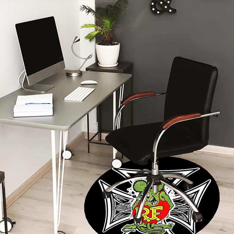 

1pc Rat Fink Logo Round carpet, Made of Polyester,Perfect for Decorating Office Chairs, Living Rooms 80cm