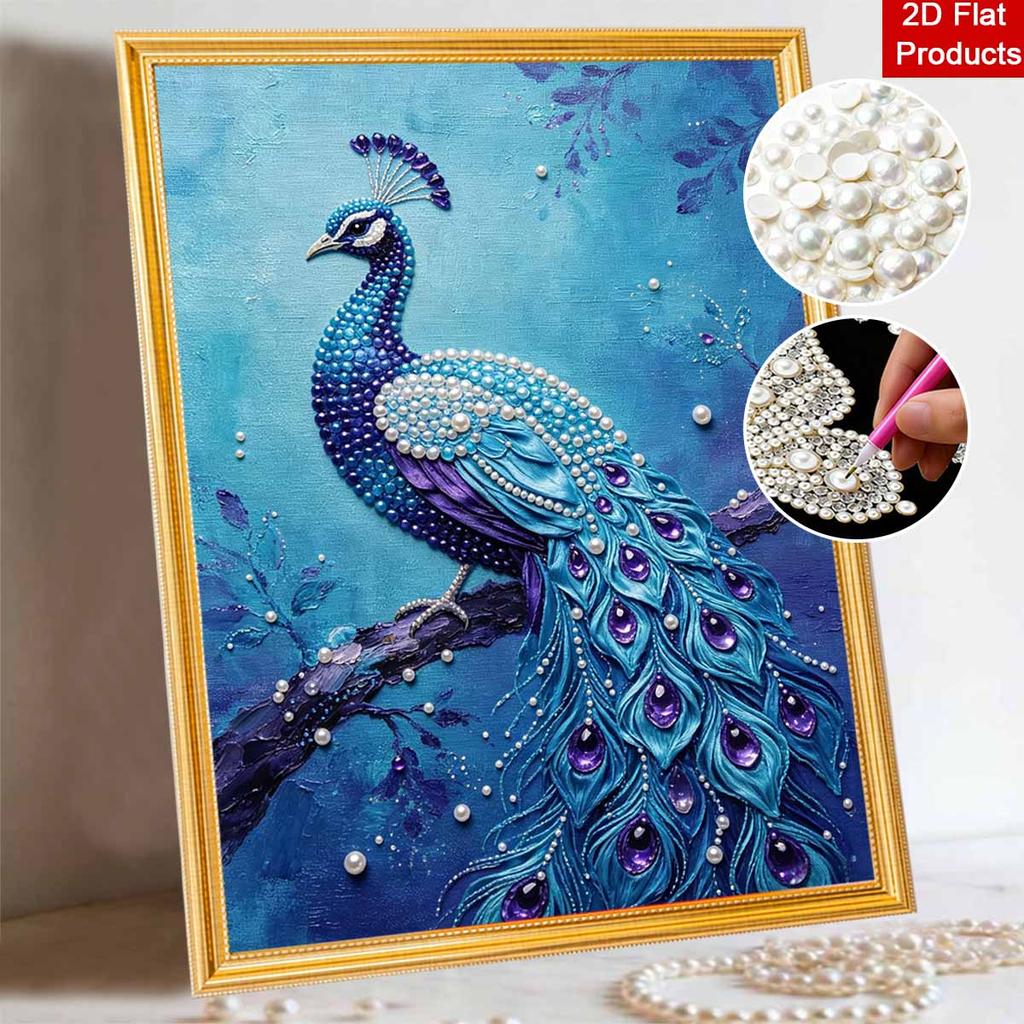 Kit 5D Perla Design Pavone Maestoso Ornamenti Smalto Fai da Te per Decorazione Parete Casa Sollievo dallo Stress Regalo Fatto a Mano Senza Cornice
