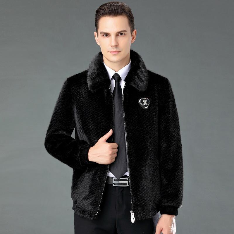 Mink Fur Coat Men's Card Mink Velvet Mink Fur Mink Whole Mink Fur Coat Fur Integrated Thickened Genuine Leather Coat