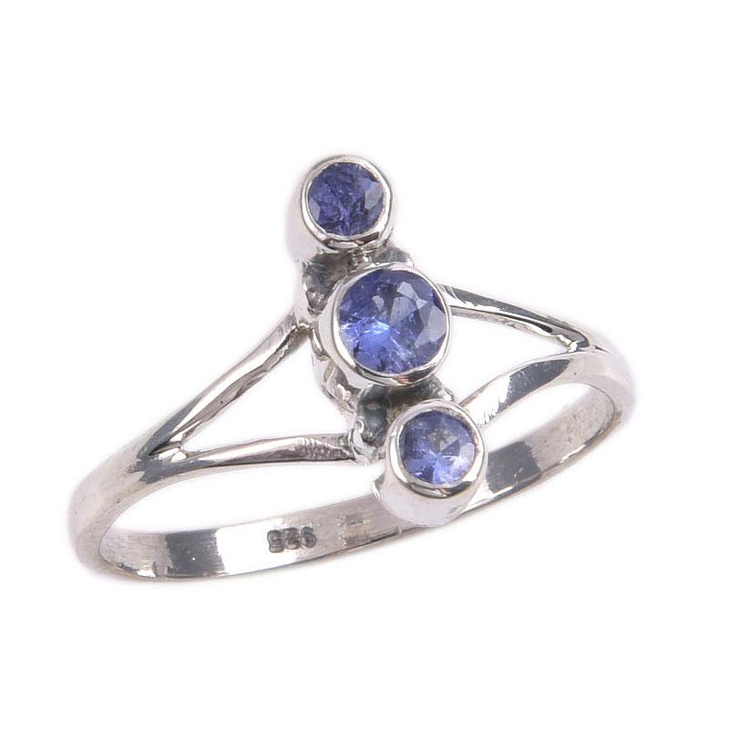 Pierre Précieuse Tanzanite Naturelle Argent Sterling Massif 925 Bijou Bague Taille 7 C3H85