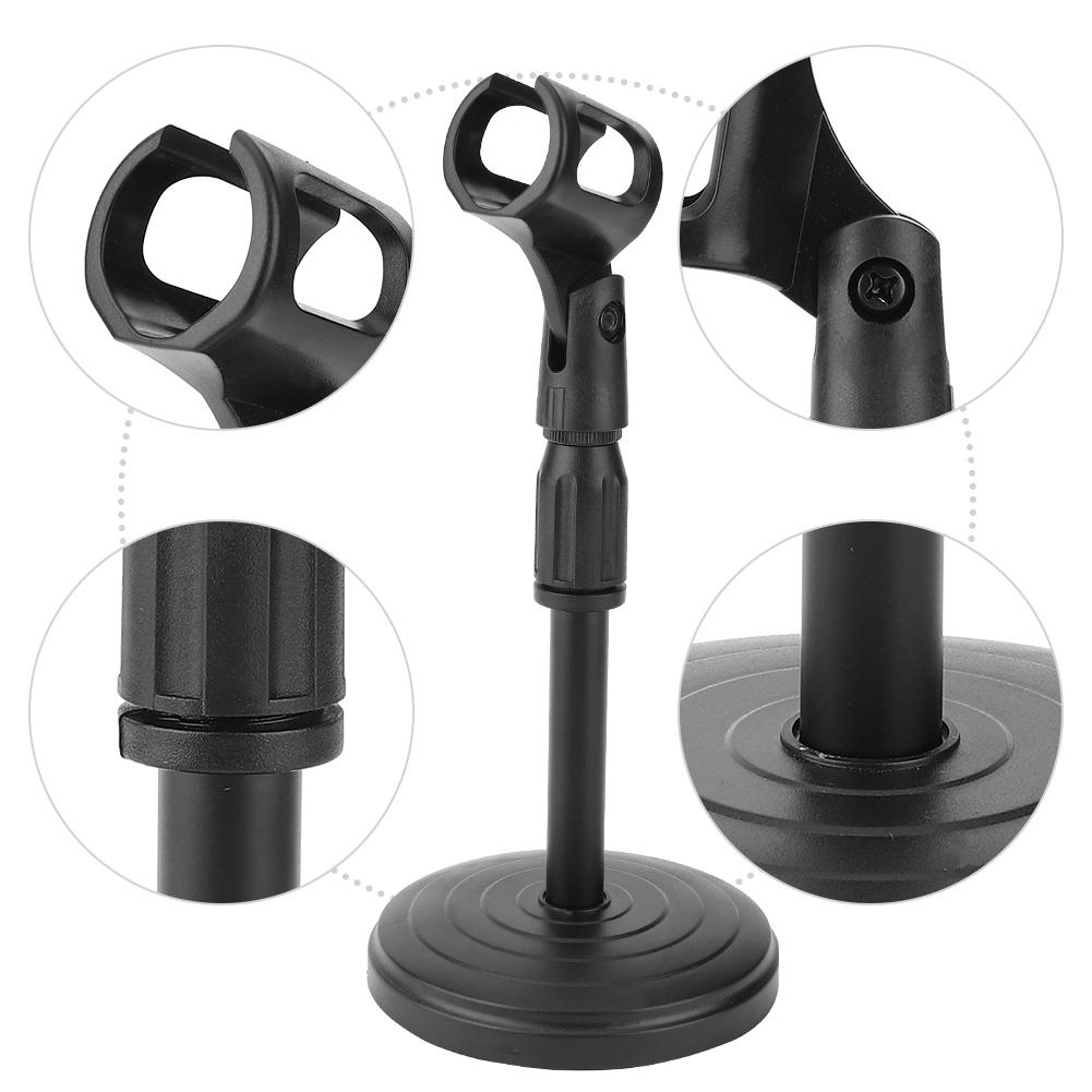 Detachable Adjustable Desktop Short Microphone Disc Stand with Non Slip Mic Clip