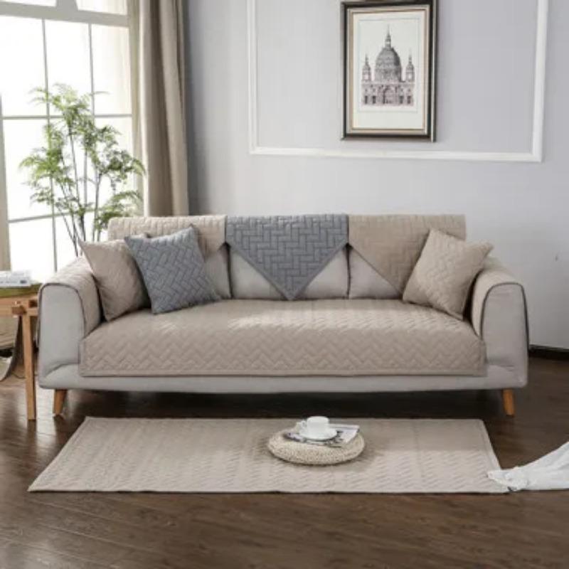 

Чехол для дивана из стираного хлопка, однотонный клетчатый коврик для дивана, универсальный для всех сезонов, чехлы для диванов для гостиной, защитные чехлы 70x70cm 1pcs