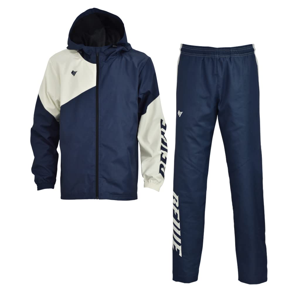 Basketball Windbreaker Top and Bottom Set Dark [B-Five] BF-SBTRHJ-006 (M, Navy/Ivory (BFLOGO))