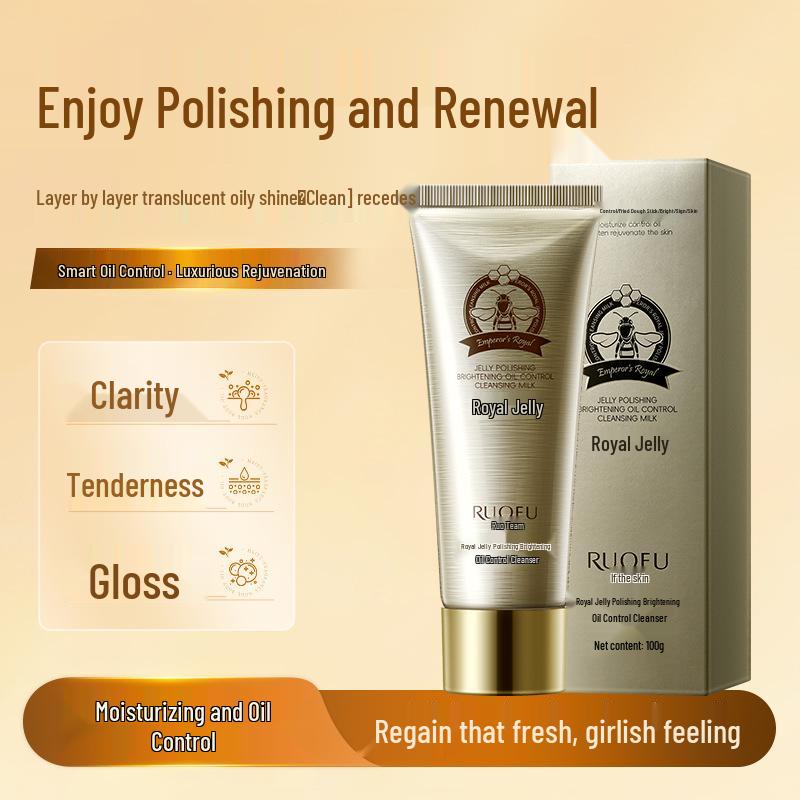 

Ru Fu Імператорська бджола Маточне молочко Освітлюючий Очищуючий засіб для обличчя з контролем жирності Ніжний зволожуючий засіб для вмивання