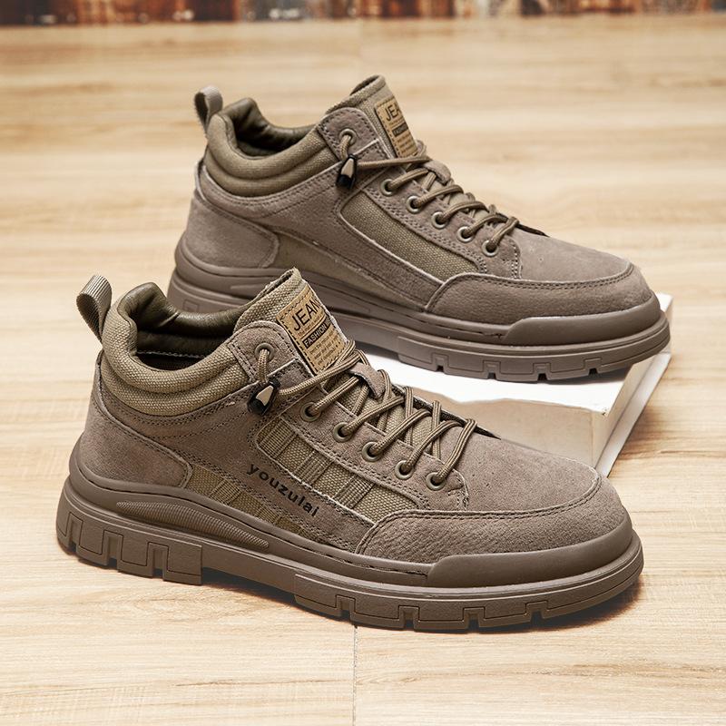 Leather Martin Boots Men's High Top American Retro Desert Boots Soft Sole Short Boots Medium Top