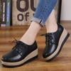 Autumn and winter new velvet versatile British small leather shoes platform muffin sole lace-up student single shoes casual shoes