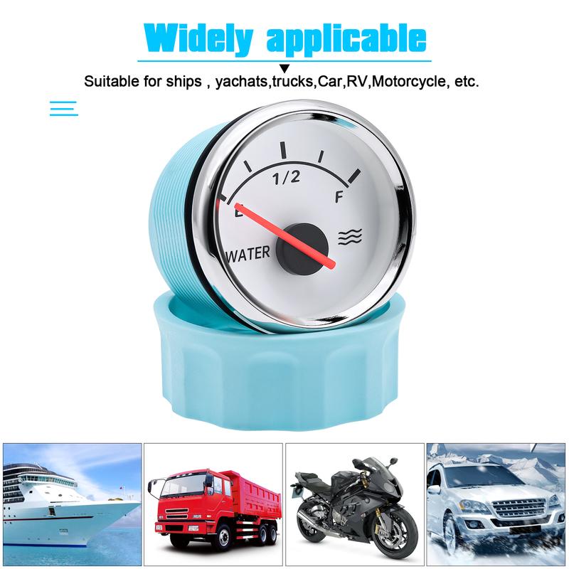 New Red Light 2" 52MM Water Level Gauge+Water Level Sensor 100~600mm for Car Boat Motor 0-190 Ohm Water Tank Meter 12V24V