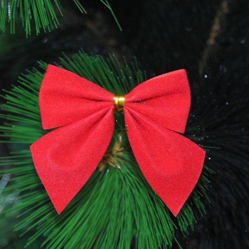 12pcs/lot Craft Bows DIY Christmas Tree Decorations Bows For Crafts Christmas Bows Gold Silver Red Bowknot Home Decoration