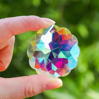 1 pièce avec corde en cristal coloré, boule prisme, pendentif attrape-soleil, décoration artisanale de jardin pour la maison, la Saint-Valentin, cadeau des mères