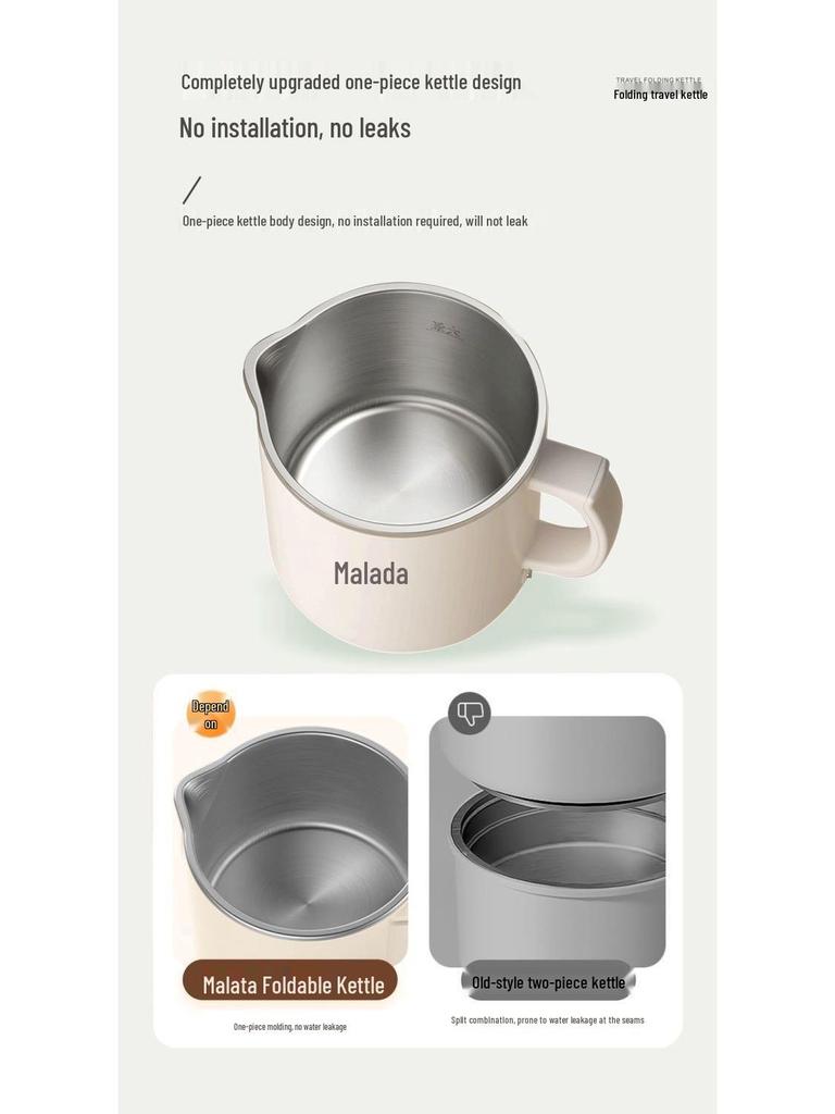 Wanlida Portable Foldable Stainless Steel Electric Travel Kettle 