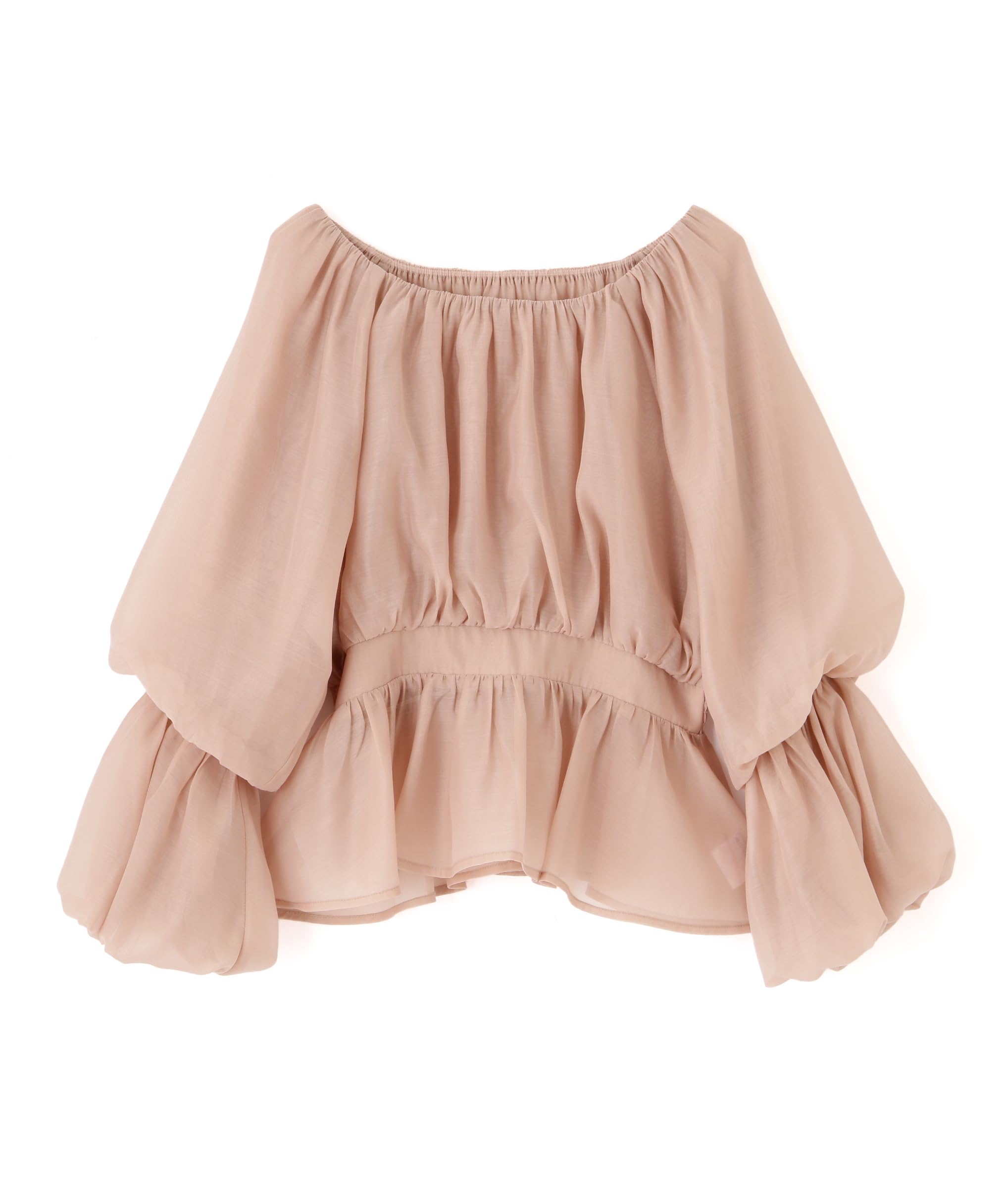 

Natural Beauty Basics Sheer Gathered Peplum Beige Women s Blouse, бежевый