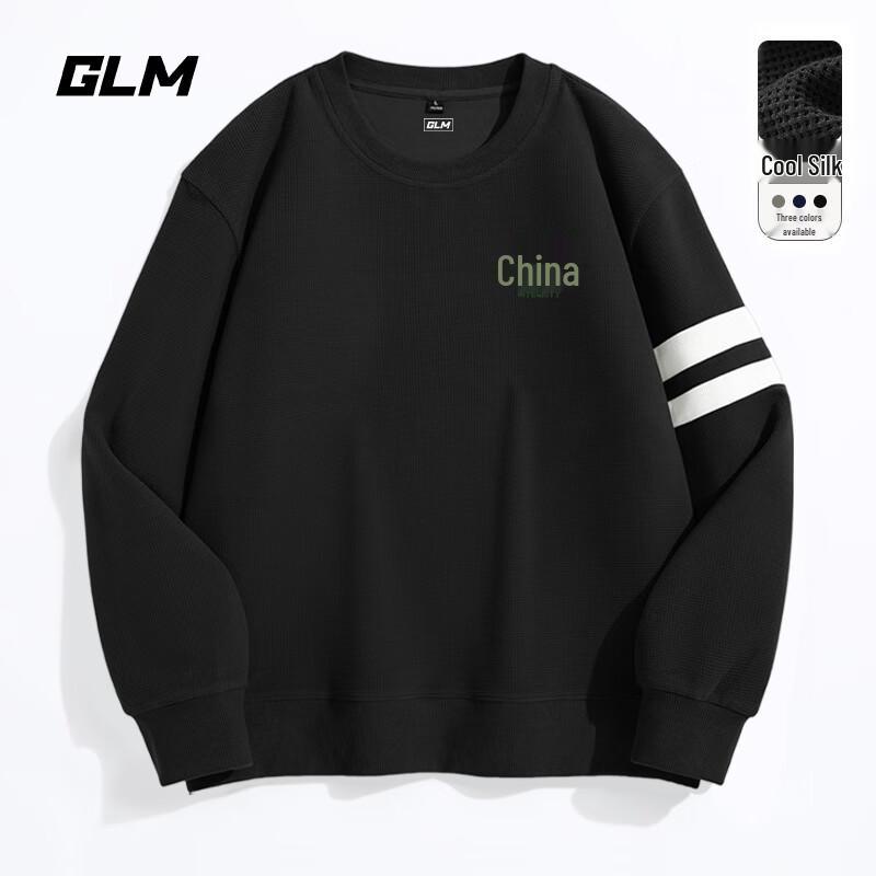 

GLM Men s 2025 Fall Kusi-Grid Double Bar Round Neck Pullover Sweatshirt 2XL
