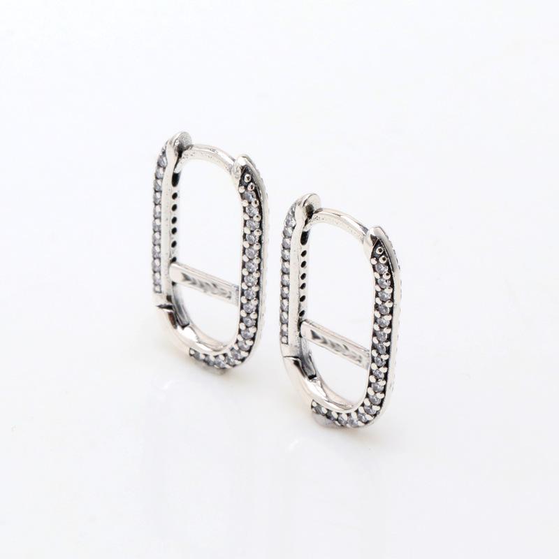 Gold-Plated Zircon Shining Link Stud Earrings - Light Luxury European & American Style, Perfect Birthday Gift for Girls