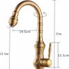 Antique Kitchen Faucets Deck Mounted Single Handle Hot Cold Vessel Sink Mixer Tap Brass 360 Degree Kitchen Bathroom Taps