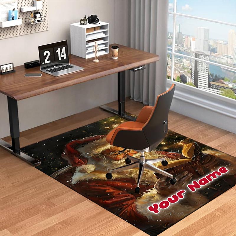 1PC Custom Name Santa Claus Reading A Book Theme Floor Mat Ideal for Living Room, Game Rooms, Office, Bedroom,Floor Mat Playful Design40