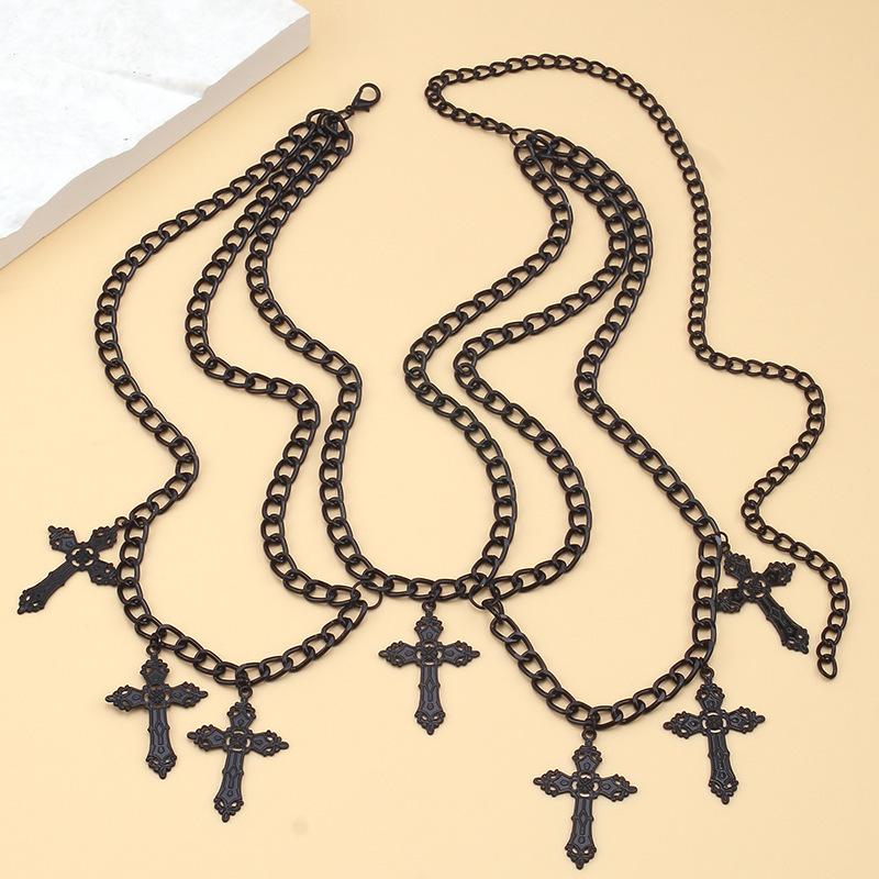 1PC Hollow cross pendant wave side swing chain waist chain Sexy multi-layer body chain Yabi accessories Multi-layer cross belt chain accessories