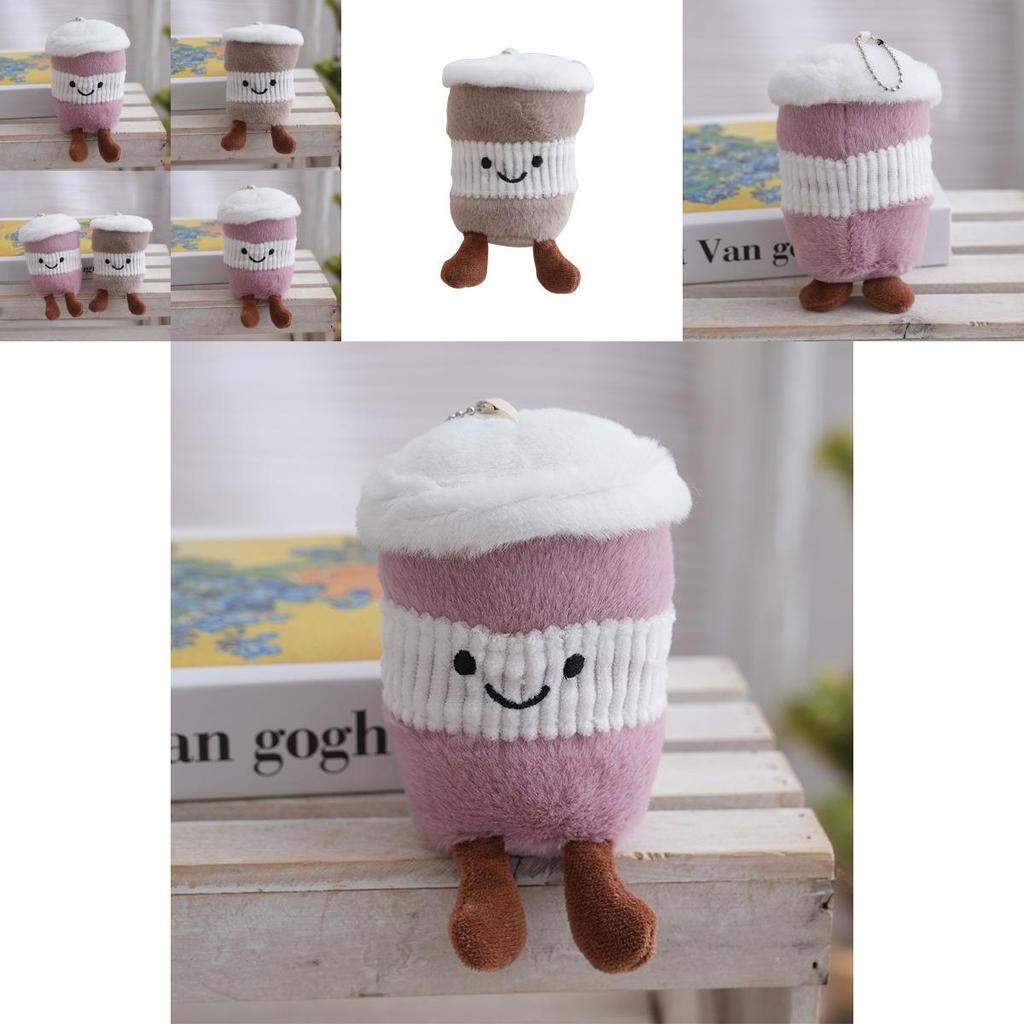 Plush Keychain Cute Cartoon Coffee Cup Pendant With Pp Cotton Filling For Bag Decor And Gift