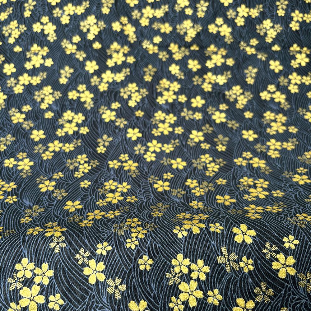 

100% Cotton Fabric for Dress Bronzed Japanese Kimono Cherry Flower Print Cloth DIY Sewing for Hanfu Handbag Children Apparel Bow 50cm X 145cm