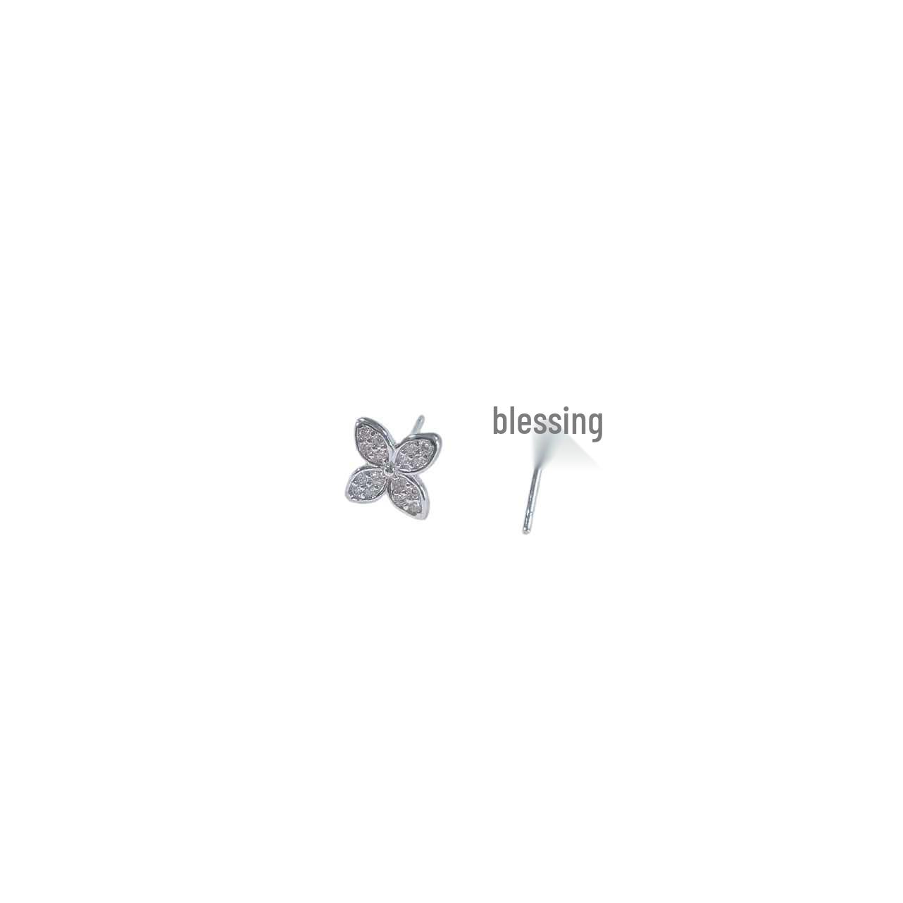 18K Four-Leaf Clover S925 Sterling Silver Diamond Stud Earrings for Women - Elegant and Versatile Design 925 Silver