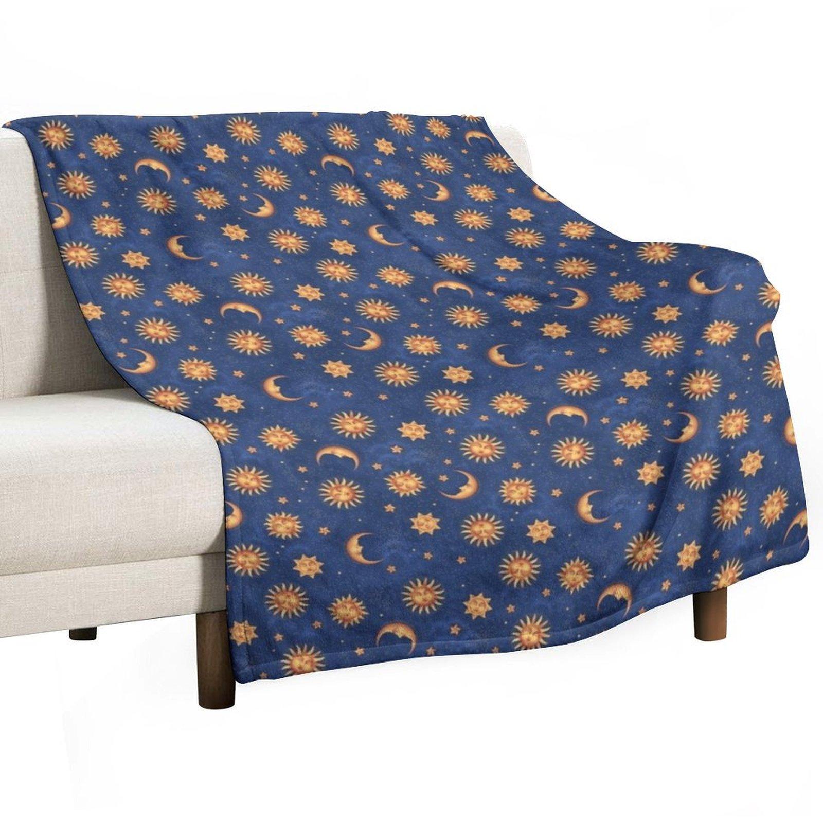 

Retro Suns & Moons Throw Blanket anime Summer Beddings Polar Loose Blankets 30x40in