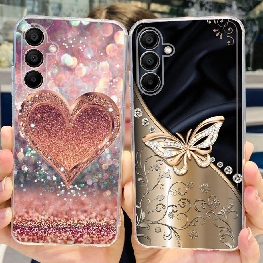 For Samsung A06 A16 Case Coque Transparent Soft Silicone Back Cover For Samsung Galaxy A06 Funda Flower Butterfly Love Heart