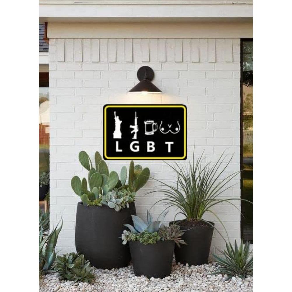 Funny Metal Tin Sign LGBT Pride LGBT Gifts Gay Liberty Guns Beer Tits Wall Art Vintage Retro Decor Novelty Humor Plaques Poster