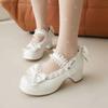 Girls High Heels Woman Heel Lolita Shoes Patent Leather Bow Mary Jane Pumps Women Wedding Cosplay Party Shoe Red Pink Black30-43